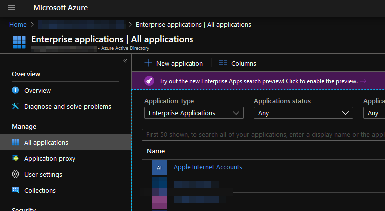 Auflistung erlaubter Enterprise Applications in Azure AD