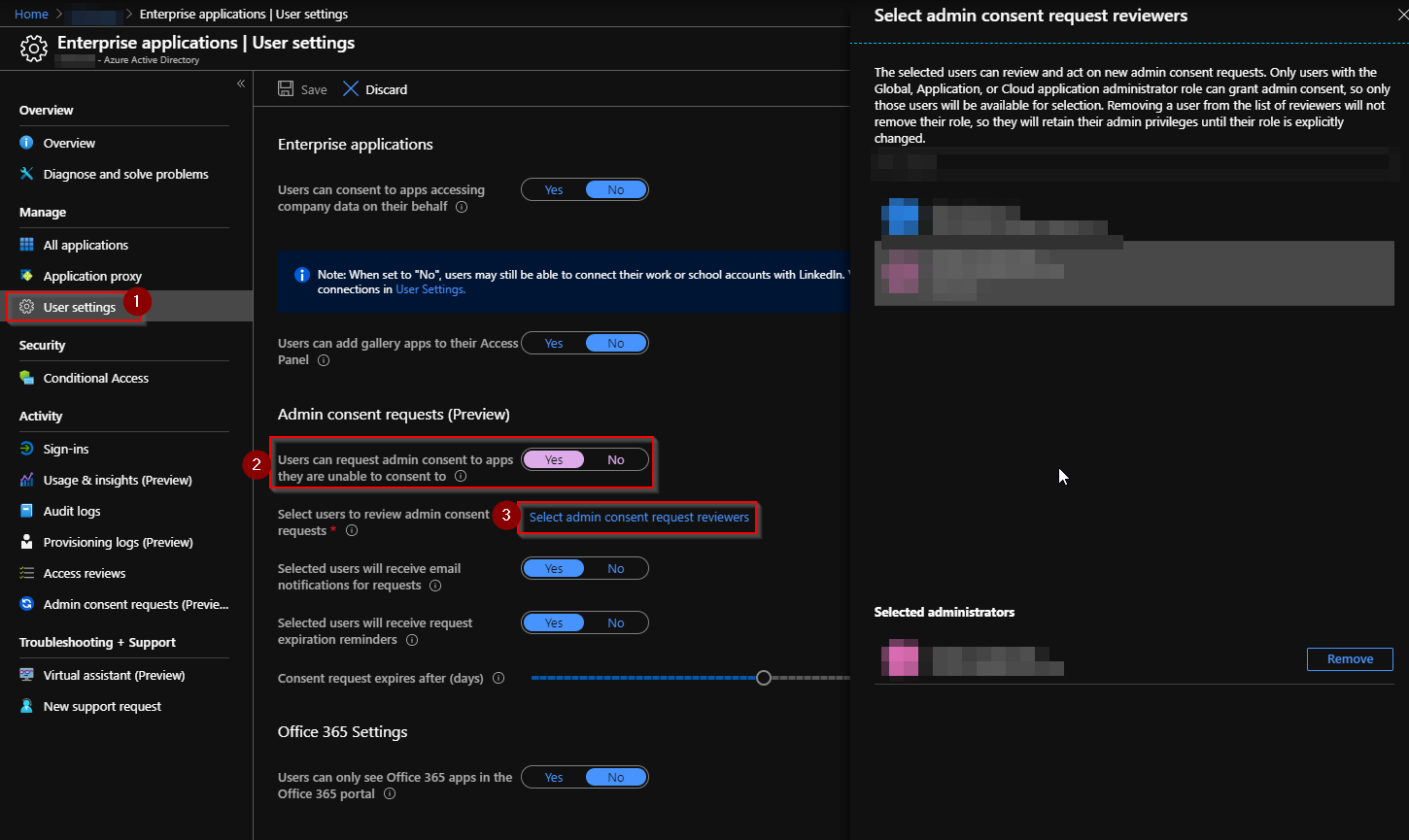 Aktivieren von Enterprise Application Admin Consent Request in Azure AD