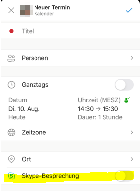 Skype Meeting in Outlook on iOS