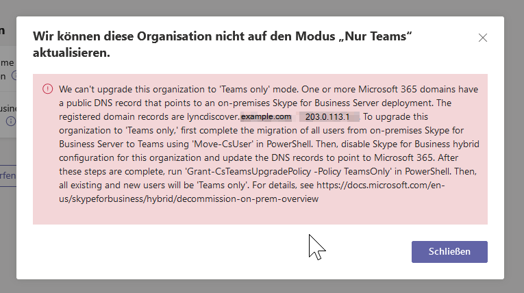 We can&rsquo;t upgrade this organization to &lsquo;Teams Only&rsquo; mode.