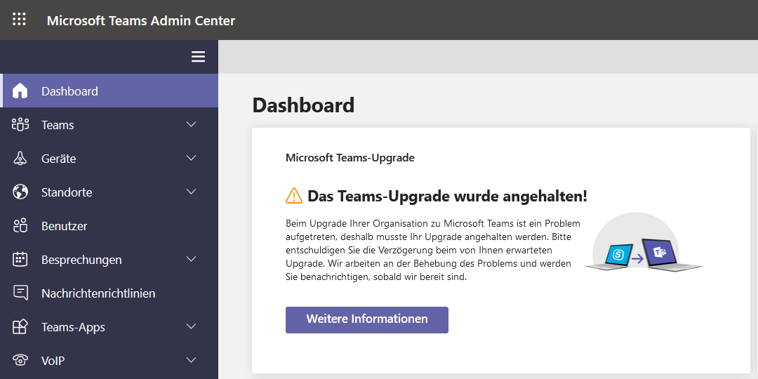 The Teams-Upgrade was paused!